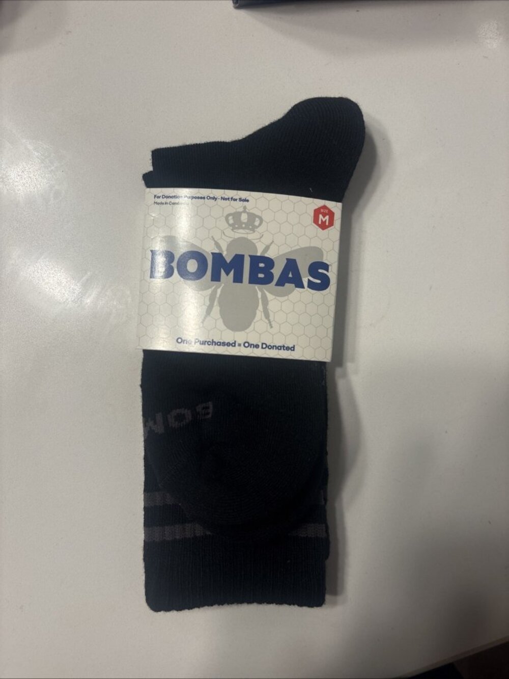 New Bombas Calf Socks Black Grey Stripe Crown Logo Honeycomb Arch Support Medium